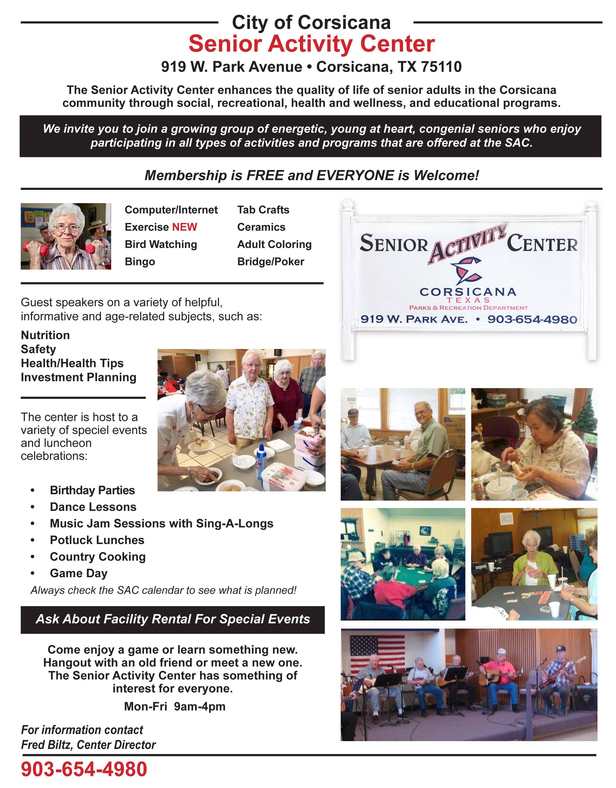 Senior Activity Center Website Information